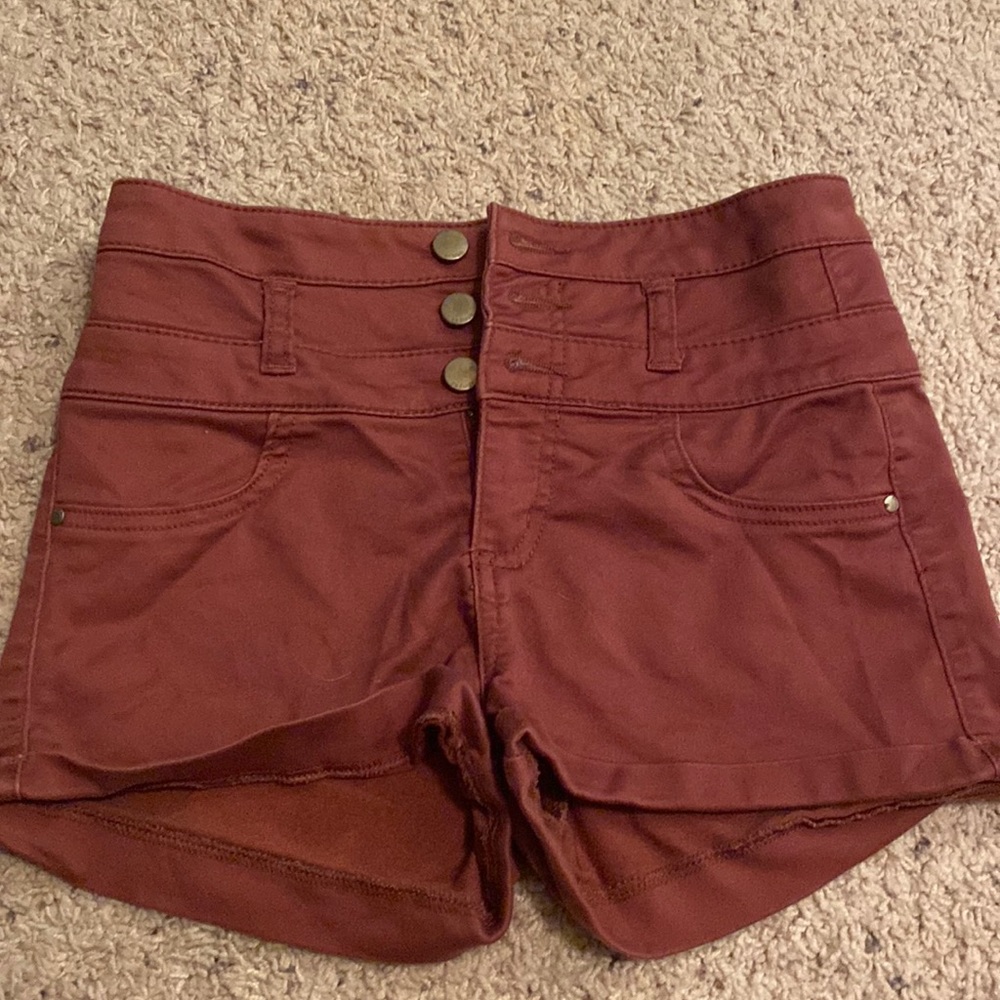 Rust High waist denim shorts
